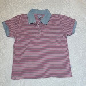 EUC Bella Bliss Pink and Blue Striped Polo Shirt size 7